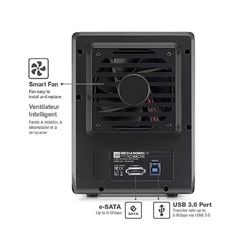 Mediasonic PROBOX 4 Bay DAS 3.5” SATA Hard Drive Enclosure – USB 3.0 - Image 4 of 4