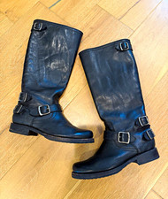 Frye Black Veronica Slouch Leather Knee High ...