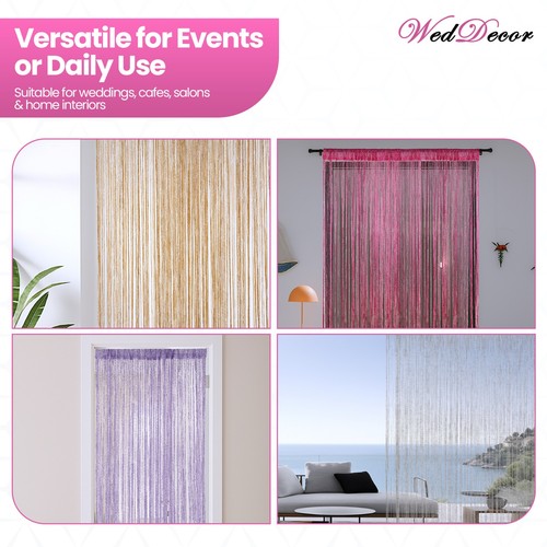 Cortinas colgantes de puerta con flecos brillantes divisor de ventana sala de moscas - Imagen 181 de 232