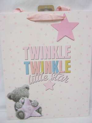 Twinkle Twinkle Little Star Geschenktüte groß 33 cm x 26,5 cm rosa Baby Mädchen
