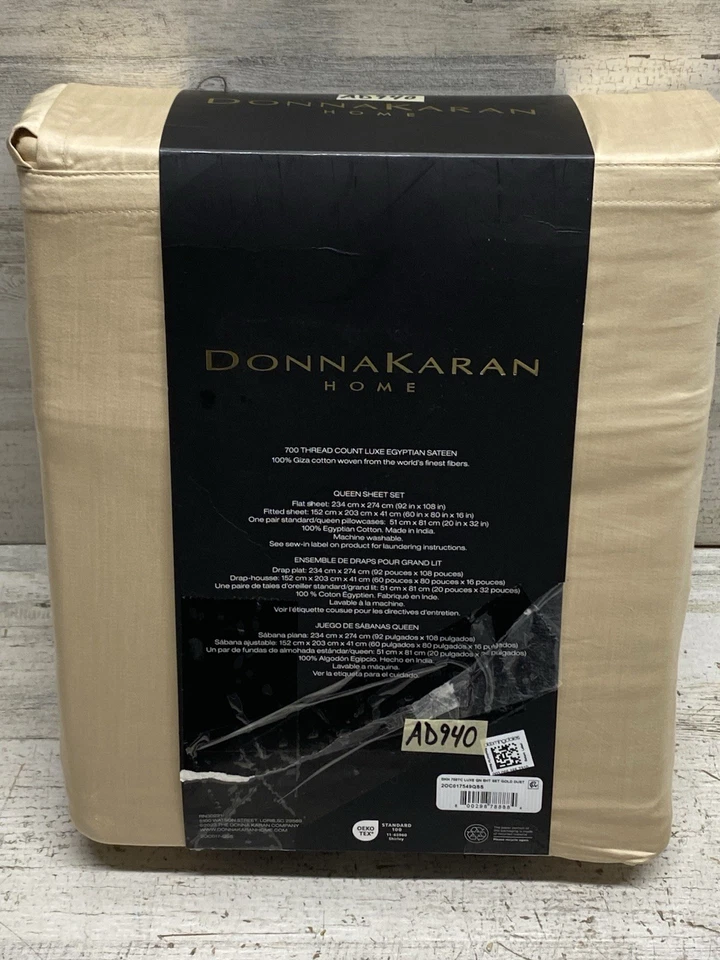 Juego de sábanas Donna Karan 700TC Luxe algodón egipcio reina polvo dorado nuevo. Foto 3 de 4