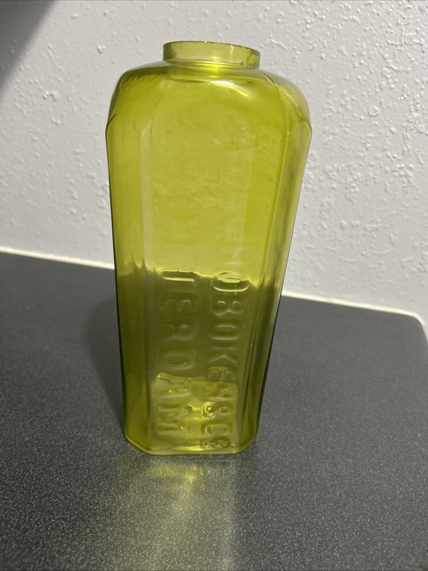 AVAN Hoboken & CO ROTTERDAM Reproduction GLASS Bottle Vase YELLOW-GREEN