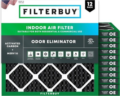 Filterbuy Allergen Odor Eliminator 14x14x1 MERV 10 Pleated AC Furnace Air Filter