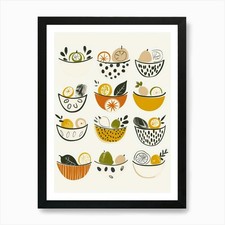 Fruit Bowls Art Print Framed Wall Art Poster Canvas Print Picture