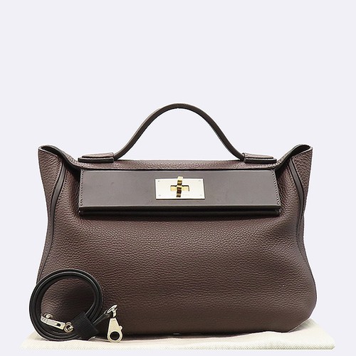 Hermes Brown Leather Kelly 24/24 29 Tote Bag Shoulder Strap