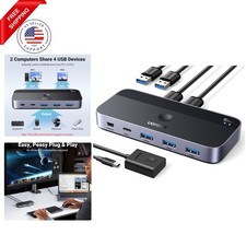 USB 3.0 Switch 2 Computers Sharing USB C & A Devices, 4 Port USB Switcher Sha...