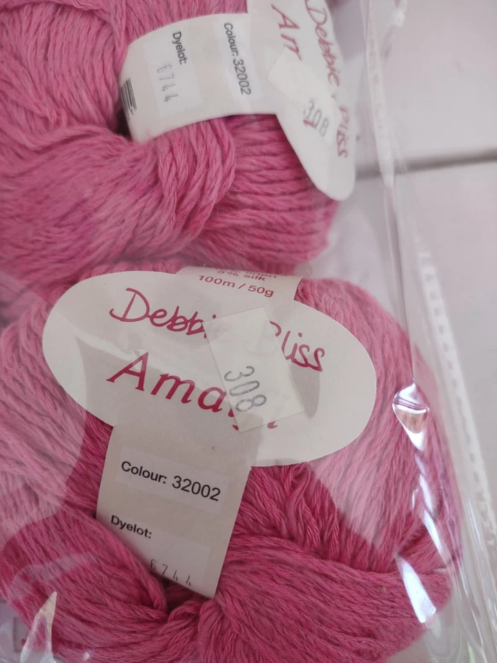 ЛОТ ИЗ 6 пряжи Debbie Bliss Amalfi хлопок лен шелк вискоза - розовая 32002 - Изображение 2 из 4
