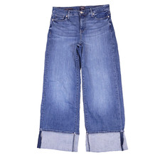 NYDJ Teresa Wide Leg Sz 6 31x28 Lovesick Blue Mid Rise Cuffed Stretch Distress