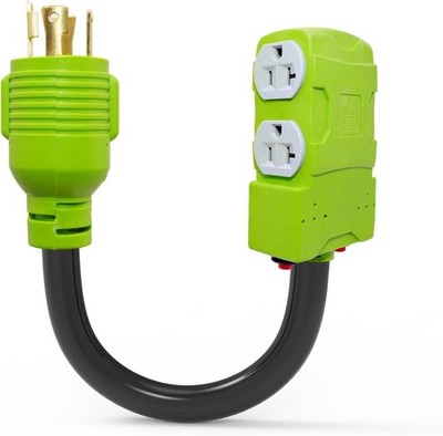 30 Amp to 20 Amp 110V Generator Distritution Cord with Circuit Breaker,Nema L14-