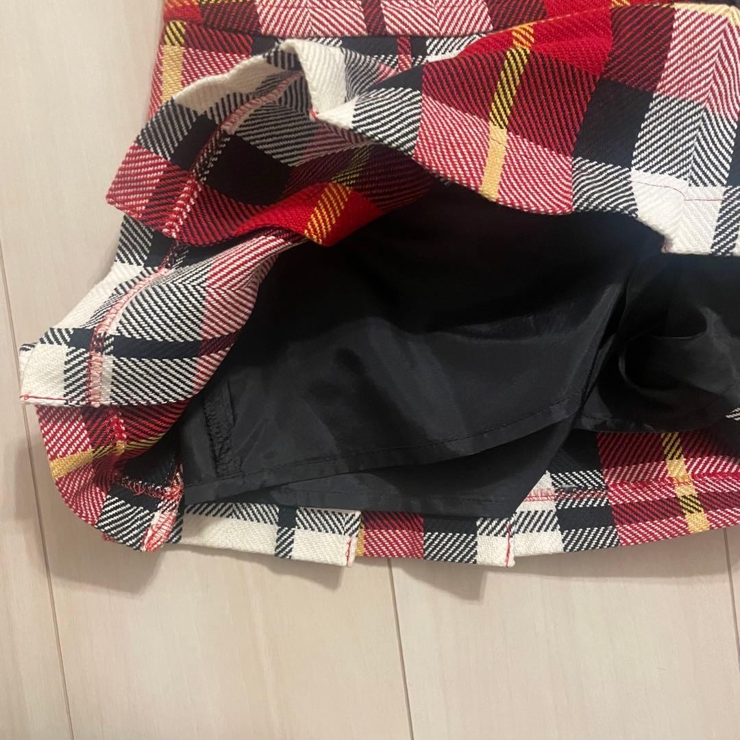 Burberry Blue Label Nova Plaid Pleated Mini Devided Skirt Pants Red MINT 36 thumbnail 16