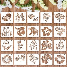 20 Pcs Flower Stencils for Painting on Wood, ...