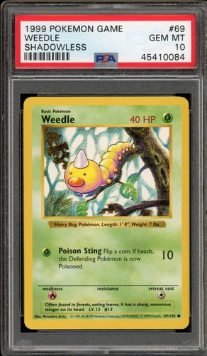 Pokemon Weedle Base Set Shadowless #69 PSA 10 Gem Mint