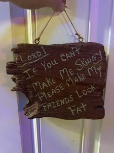 1970s Vintage Wood Folk Art Lord If You Can’t Make Me Skinny Joke Wall Art Home
