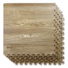 100 SqFt 3/8" EVA Foam Mat Natural Brown Wood Grain Interlocking Mat 2'X2' 25pcs