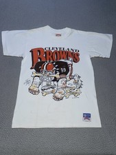 Vintage Cleveland Browns T Shirt Mens Medium White Dawg Pound 80s USA Made