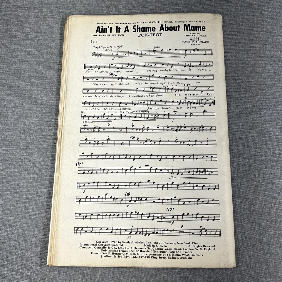Ain't It A Shame About Mame by Burke Sheet Music 1940 Saintly Joy Select Songs - Image 2 of 4