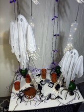 Instant Halloween Decor Bundle - Light-Up Ghosts, Skeleton Hands, String Lights