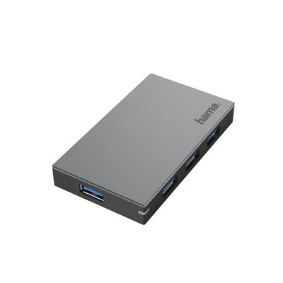 HAMA USB-Hub, 4 Ports, USB 3.0, 5 Gbit/s, Schnellladen, inkl. Kabe #1906858