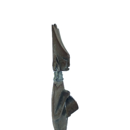 African Tribal Wooden Tall Elongated Wood Carving Sculpture with Neck Rings - Picture 6 of 7