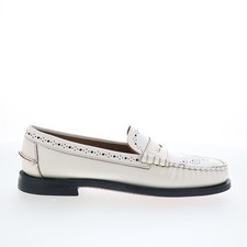 Sebago Dan Perf 73116CW-911 Womens White Loafers  Slip Ons Penny Shoes