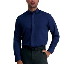 Haggar Dress Shirt Size XL Regular Fit Long Sleeve Navy Comfort Fabric NEW