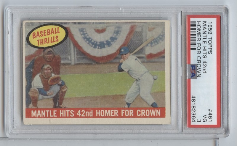 1959 Topps Mantle Hits 42nd Homer #461 PSA 3