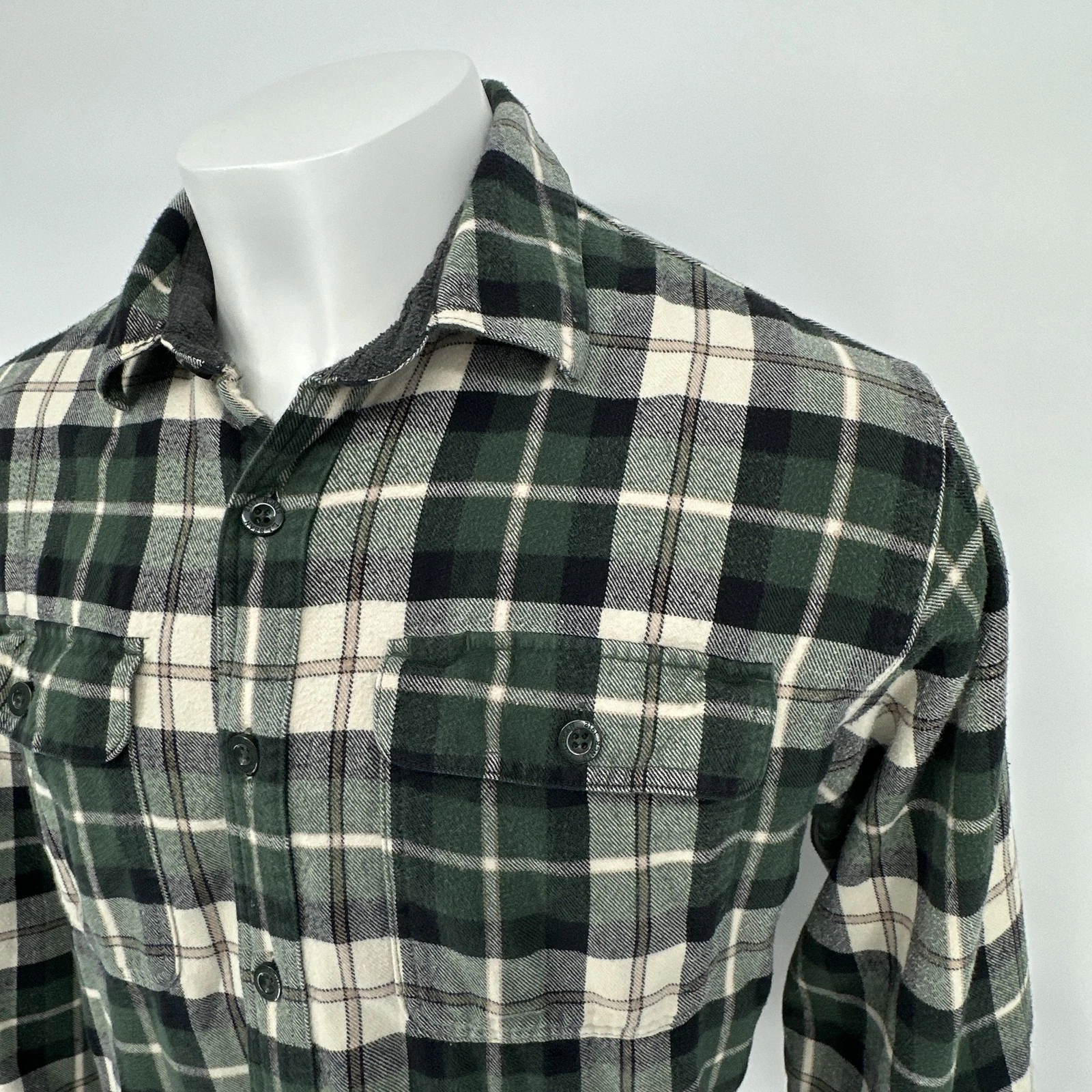 LL Bean Shirt Mens XL Green Plaid Flannel Lined Button Front Outdoor Casual