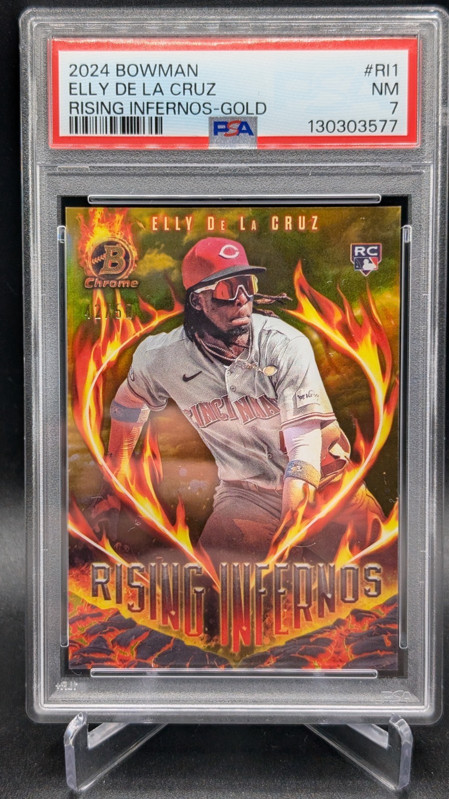 2024 Bowman Rising Infernos Elly de La Cruz #RI-1 Gold Refractor /50 (RC)