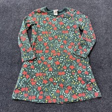 Hanna Andersson Dress Girls 5 Green Floral Long Sleeve 100 Cotton Playwear