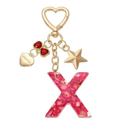 Cute Initial Letter Keychain, Letter-X Keychains for Women Girls Bling Red