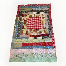 Vtg Handmade Quilt Lap Throw 56.5x36 Granny Core