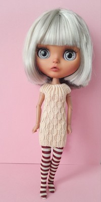 blythe doll clothes, Kleid Beige, Strümpfe, No Doll , Handmade