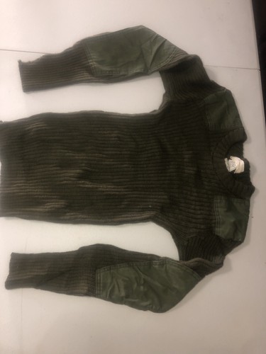 Jack Young Associates Mens 100% Wool Ribbed Commando Sweater Olive Size 36