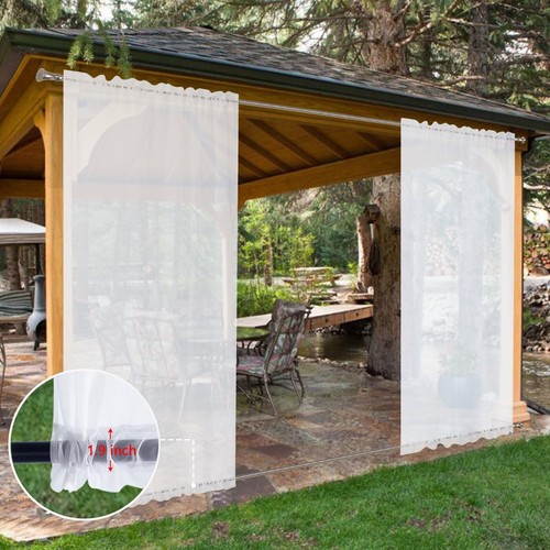 Waterproof Outdoor Sheer Curtains for Patio - 2 Panels Rod Pocket Indoor Voil... - Picture 8 of 9