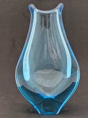 Small Czech Glass Vase Cerulean Blue Zeleznobrodske Sklo ZBS