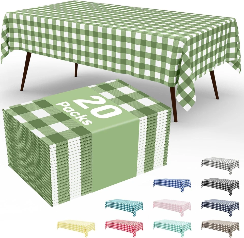 Quality Green White Checkered Tablecloth - Image 3 of 4