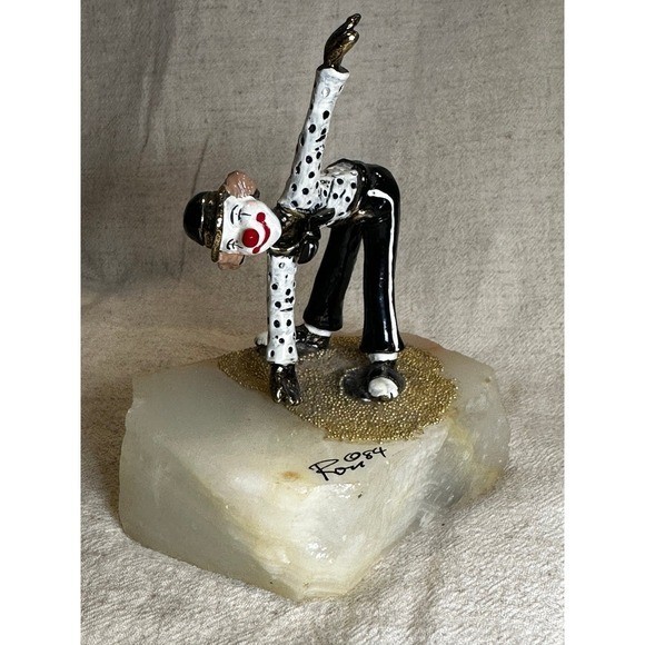 Vintage Ron Lee Clown Sculpture Signed dated 1984 Hand Painted 24K gold plating