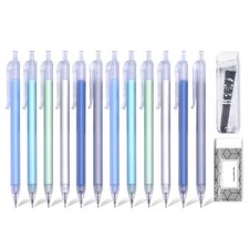 12 PCS 0.7mm Cute Pastel Mechanical Pencil Set with 1 Erasers 1 Tube HB Lead