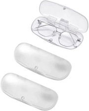3 PCS Hard Shell Portable Glasses Cases, Frosted Translucent Protective Case