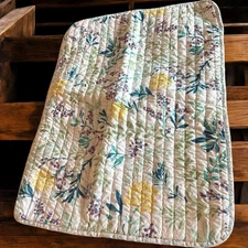 Rachel Ashwell Floral Standard pillow sham Quilted White Yellow Purple Teal-