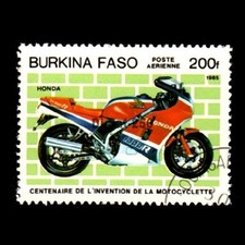 Timbre Poste Collection Moto : HONDA VF 1000 R 1984 - BURKINA FASO (#061)