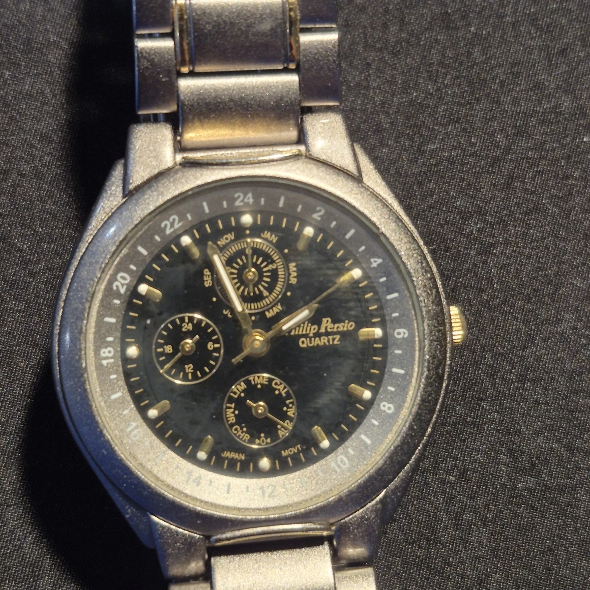 Montre Vintage Philip Persio Chronoalarm En Acier 40mm - Chronographe Avec Alarme, Occasion