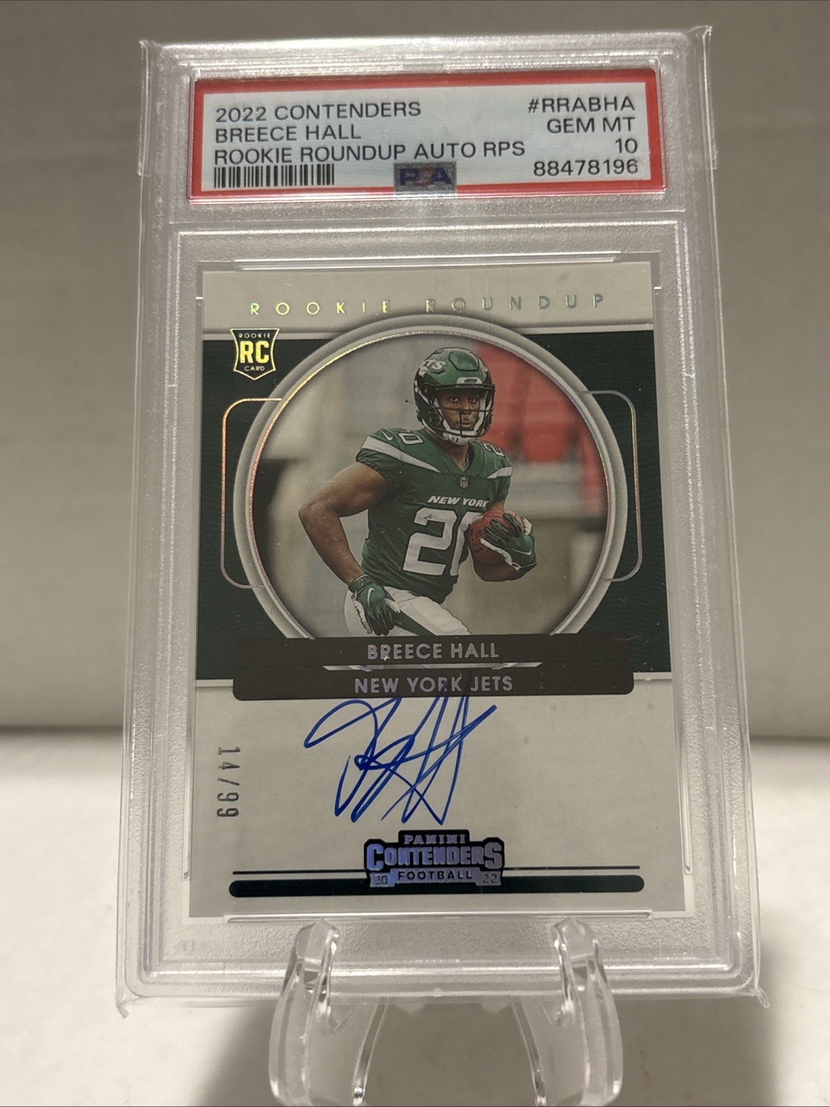 Breece Hall Panini Contenders Rookie Roundup Autograph Rps #RRABHA Base