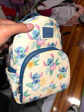 Loungefly Disney Lilo  Stitch Floral Print Mini Backpack, Cream/Blue Multicolor