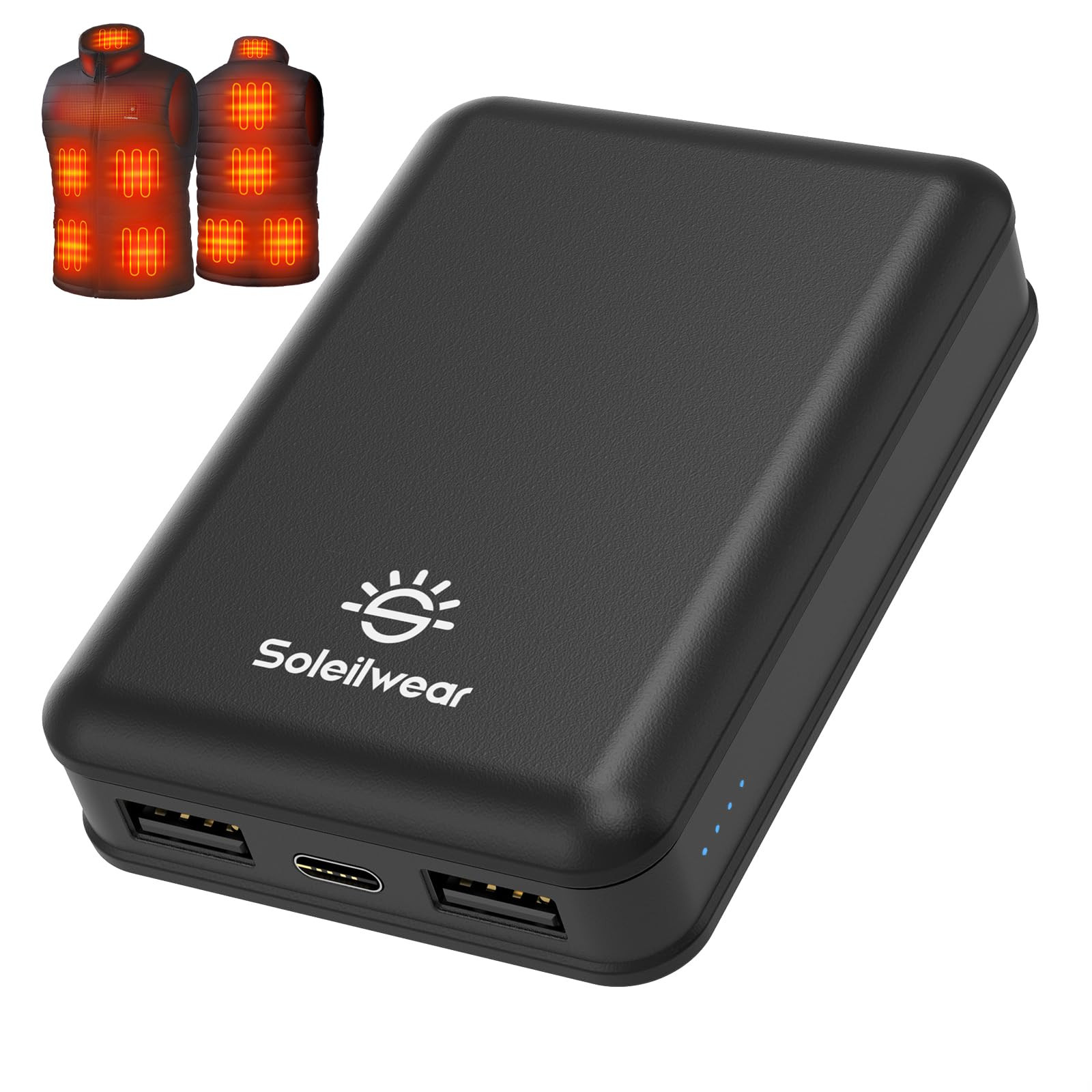 Soleilwear 10000mAh 5V Portable Power Bank for Heated Vests, Compact Rechargeable Battery Pack for On-the-Go Charging-image