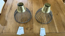 Two Grey and Gold Metal Lamp Shades