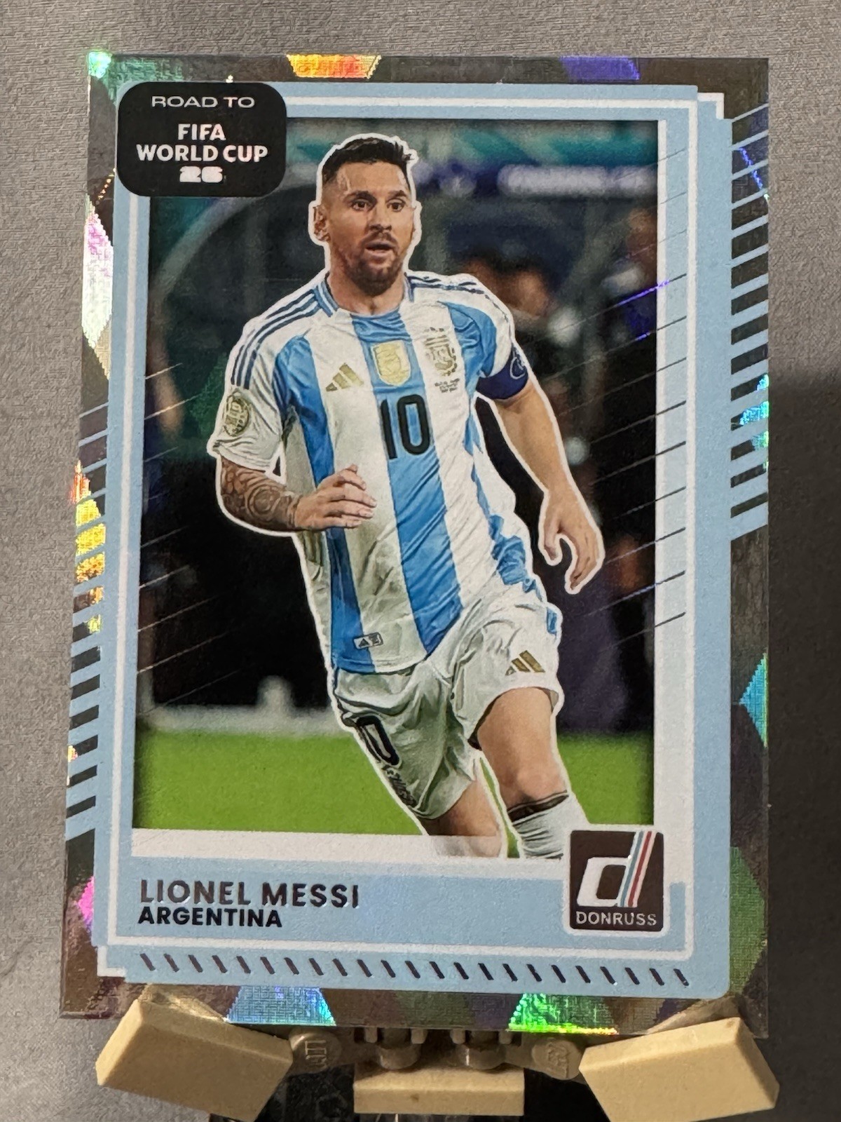 2025-26 Donruss Road to FIFA World Cup Lionel Messi Silver Cubic Foil Ice SP 154