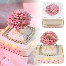 3D Desk Calendar Notepad with Lights Paper Carving Art New Year Xmas Gifts