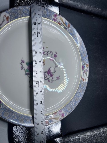 12.5" Lenox Ming Serving Chop Plate Gold Birds Butterfly Floral Black Backstamp - Picture 13 of 13