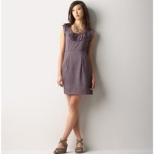 Ann Taylor LOFT Women’s Silky Purple Lilac Dress Ruffle Front Size 6 Work Office